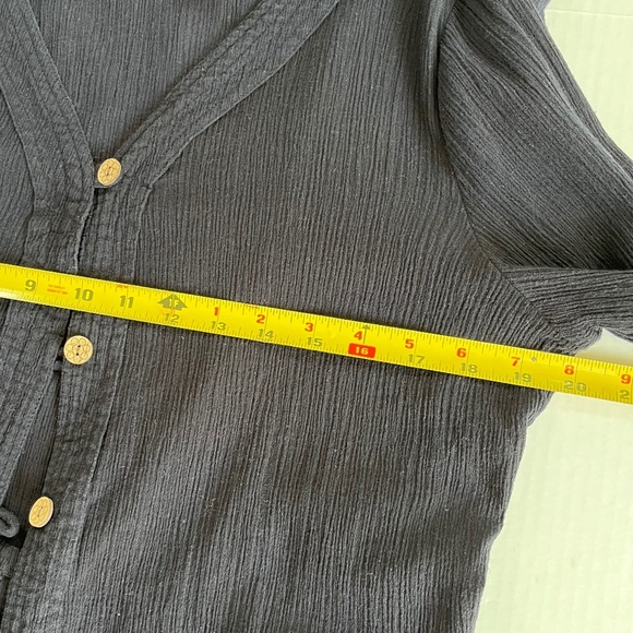 Le Cove Sz M Navy Blue Crepe Midi Shirt Cover Up Dress Button Down V Neck - Picture 8 of 8